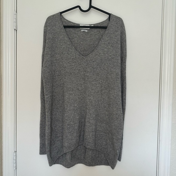 Wool V-Neck Sweater Heather Gray Size M - Picture 1 of 8